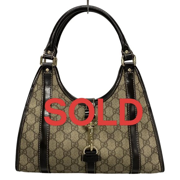 GUCCI GG Plus/GG Supreme Beige Dark Brown Black PVC Leather - 670-052325 - Picture 1 of 14